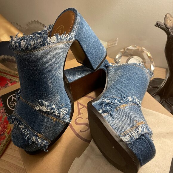 ASH Maui Slide Platform Sandals in Blue Denim Size 6 New in Box - Picture 5 of 6